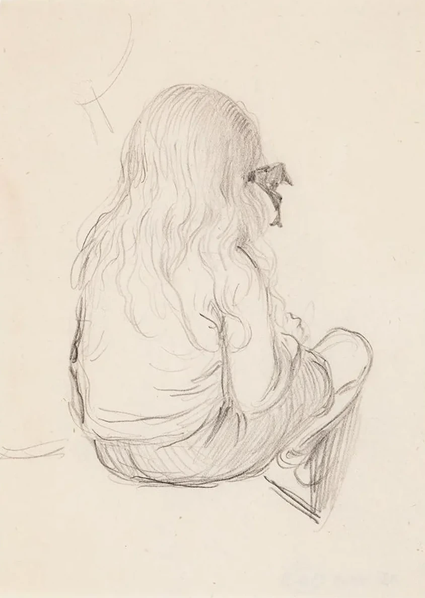 Antti Sitting, Seen Diagonally from Behind