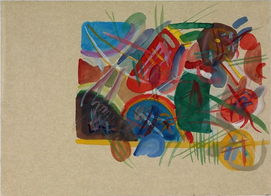 Aquarell Mit Wald und Regenbogen