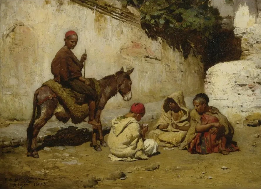 Arab Children Playing Cards