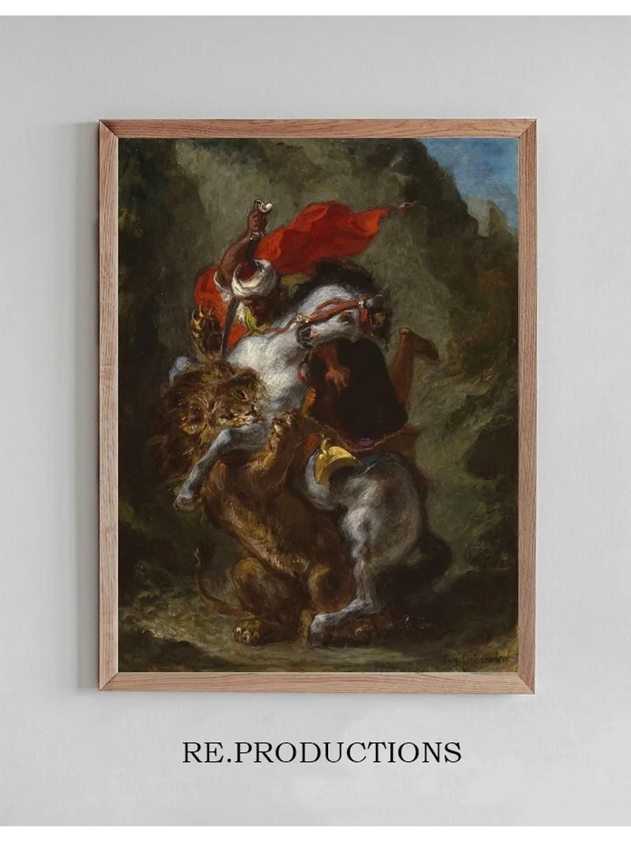Arab Horseman Attacked by a Lion
