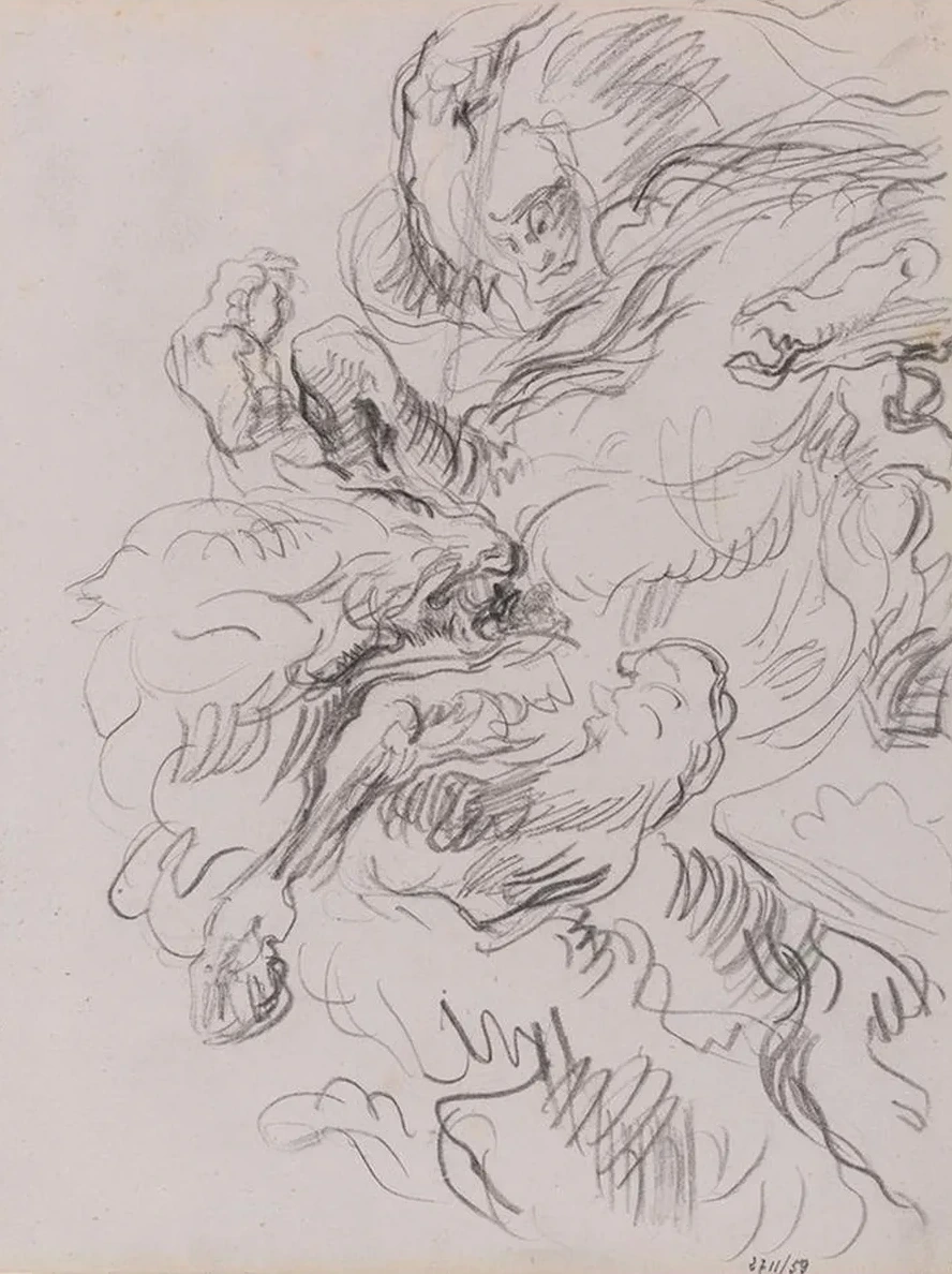Arab Horseman Attacked by a Lion