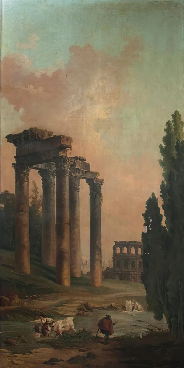 Architectural Capriccio with Ruins of the Temple of Saturn and the Colosseum in the Background