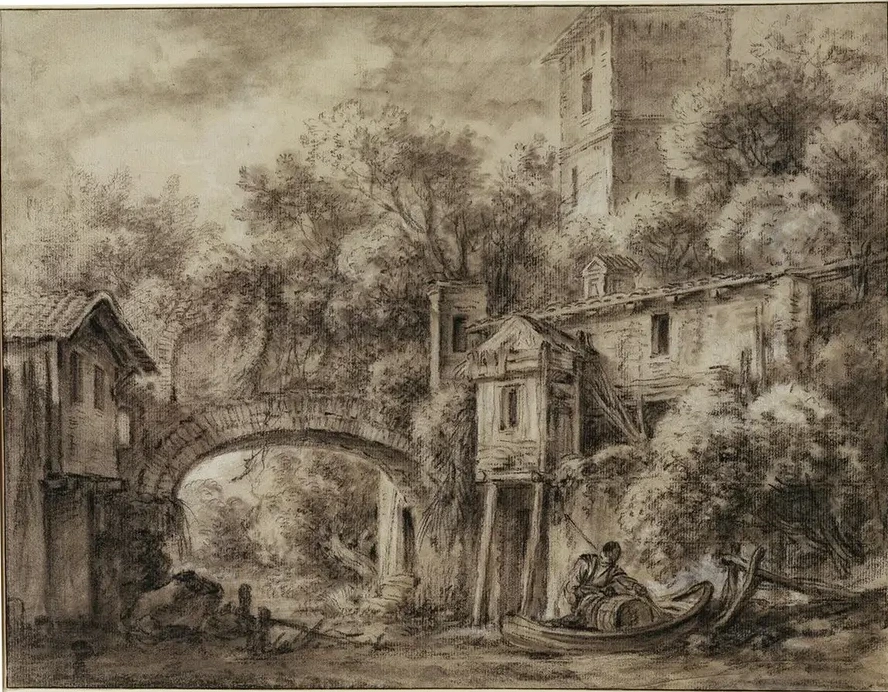 Architekturcapriccio Mit Der M Hle von Quiquengrogne Bei Charenton