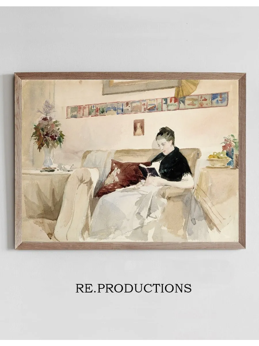 Artist's Wife Reading On The Sofa