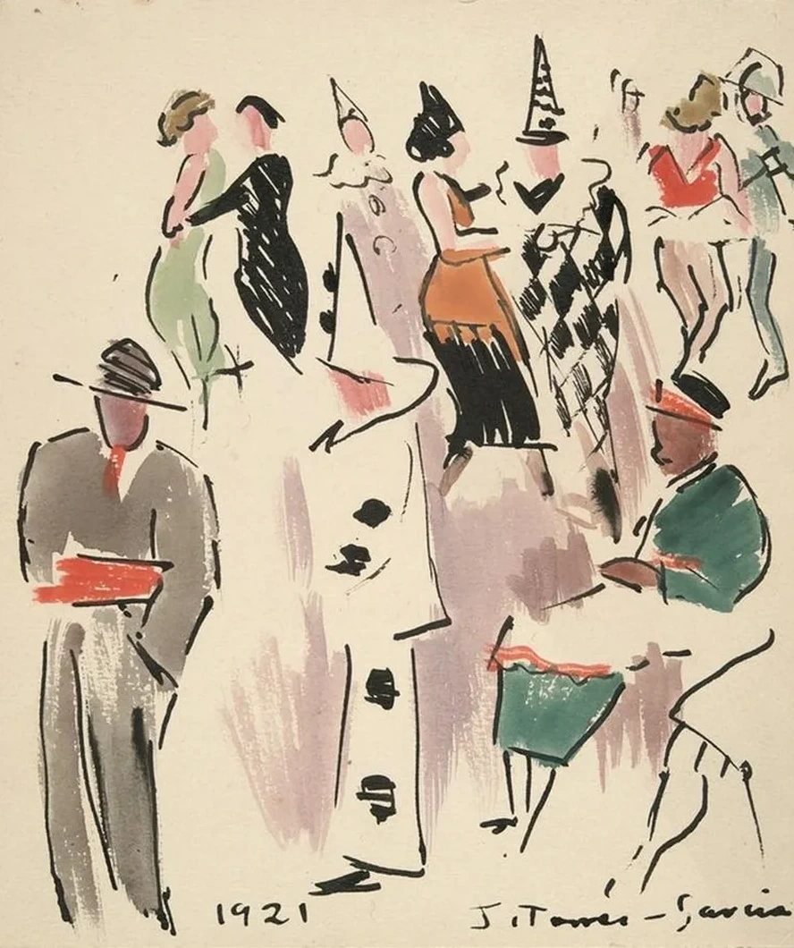 Artists Ball Pierrot, Harlequin, and Dancers