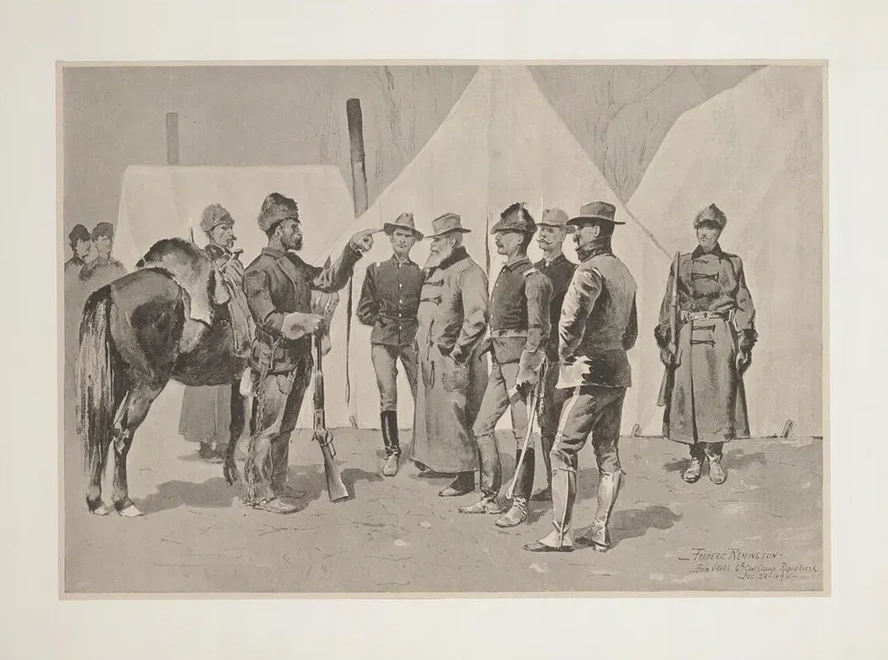 At the Mouth of Rapid Creek General Carr Receiving the Report of a Scout