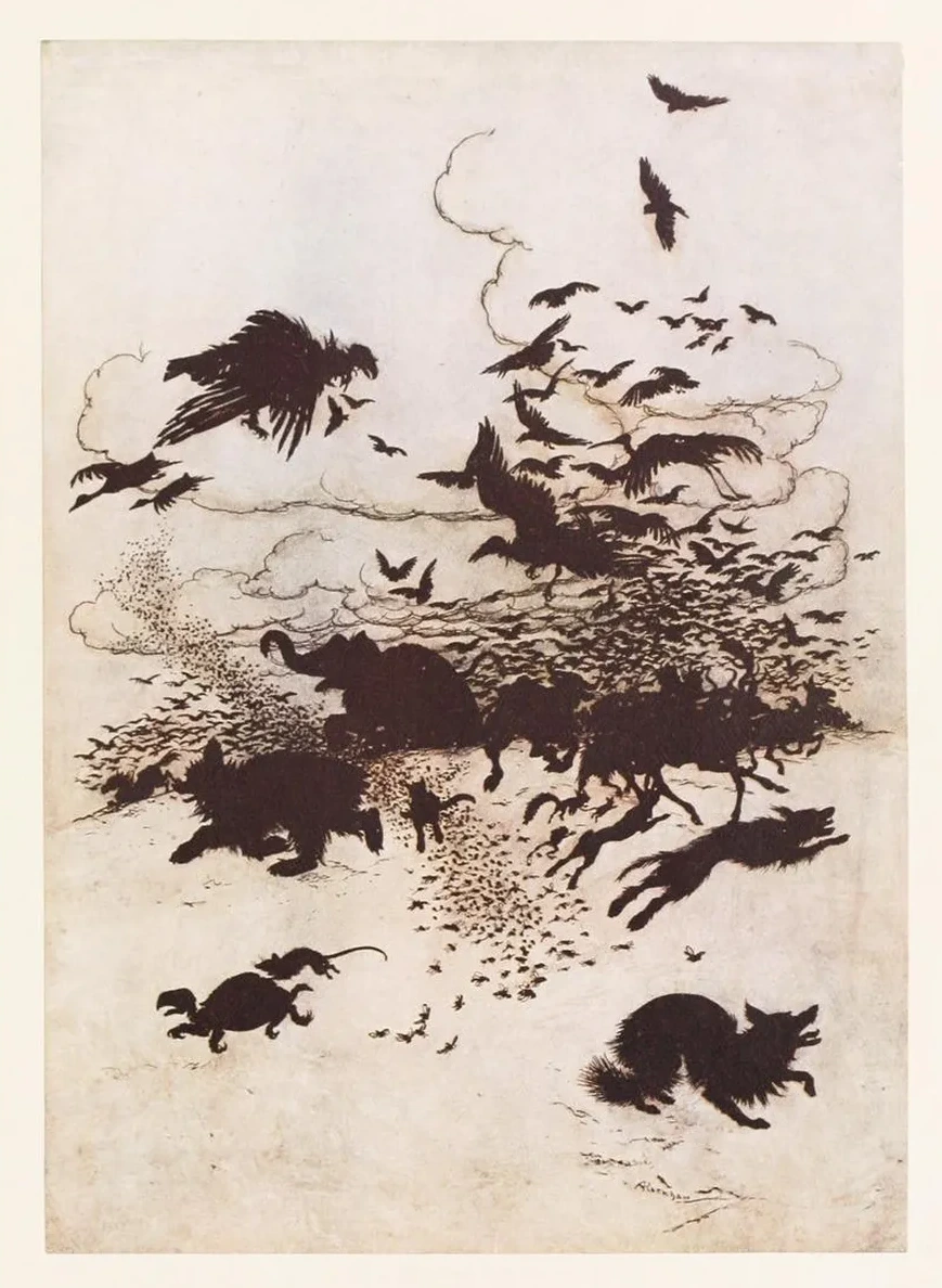 At the Third Sting the Fox Screamed, and Down Went His Tail Between His Legs