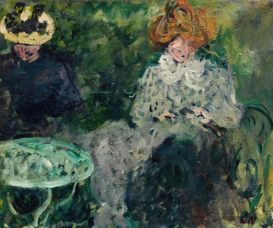 Au caf. Mme Victor et Mme Suzanne Valtat