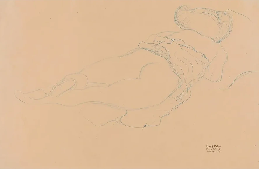 Auf Dem Bauch Liegender Halbakt Nach Rechts (semi - Nude Lying on Her Stomach Turned to the Right)