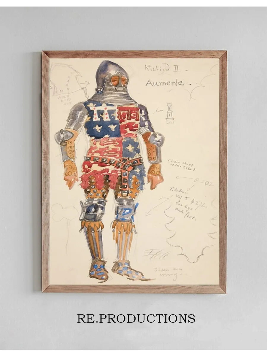 Aumerle (armed), Costume Sketch for Henry Irving's 1898 Planned Production of Richard II