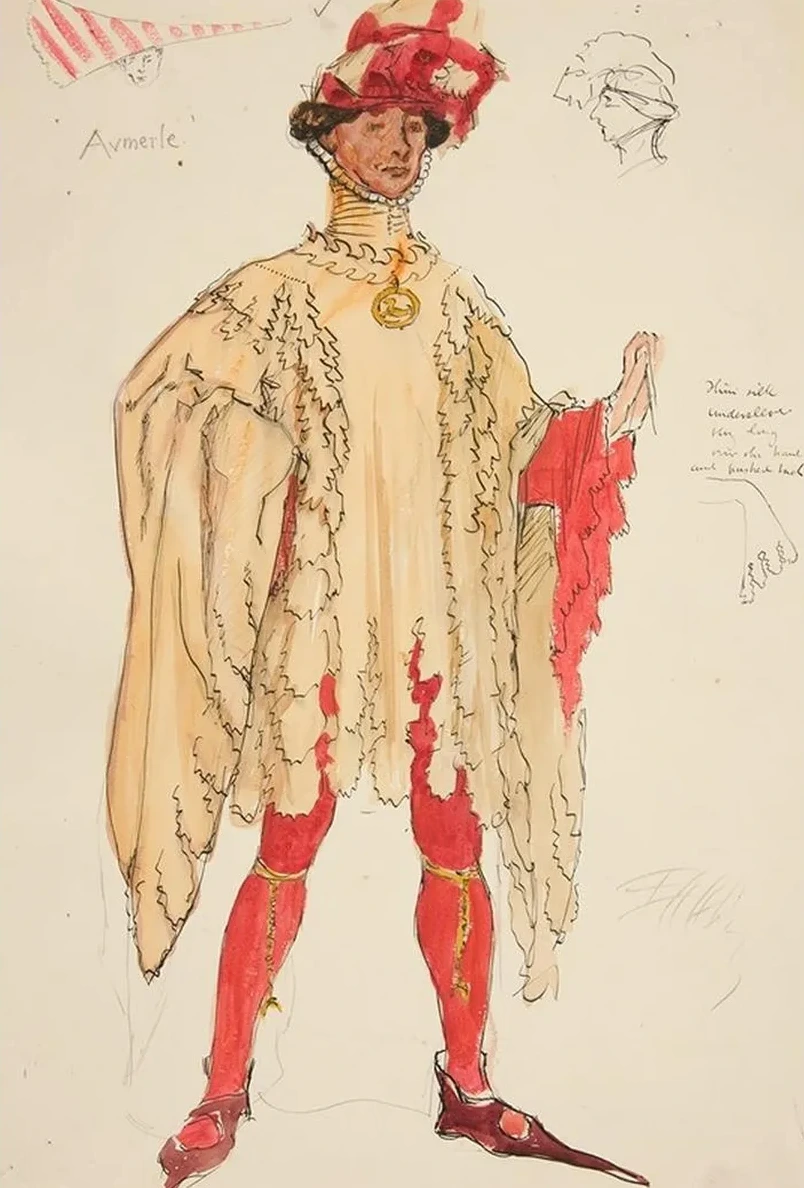 Aumerle, costume sketch for Henry Irving's Planned Productino of King Richard II