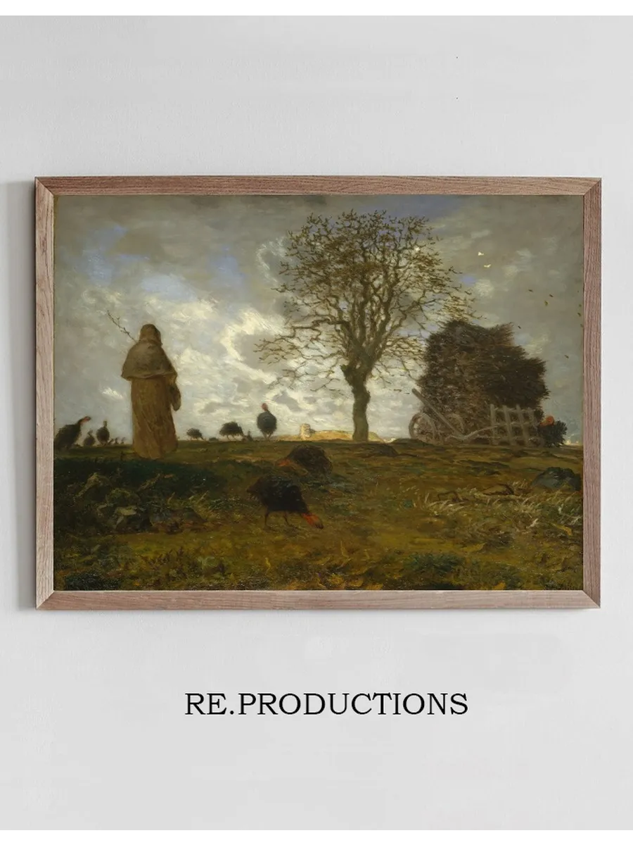 Autumn Landscape with a Flock of Turkeys