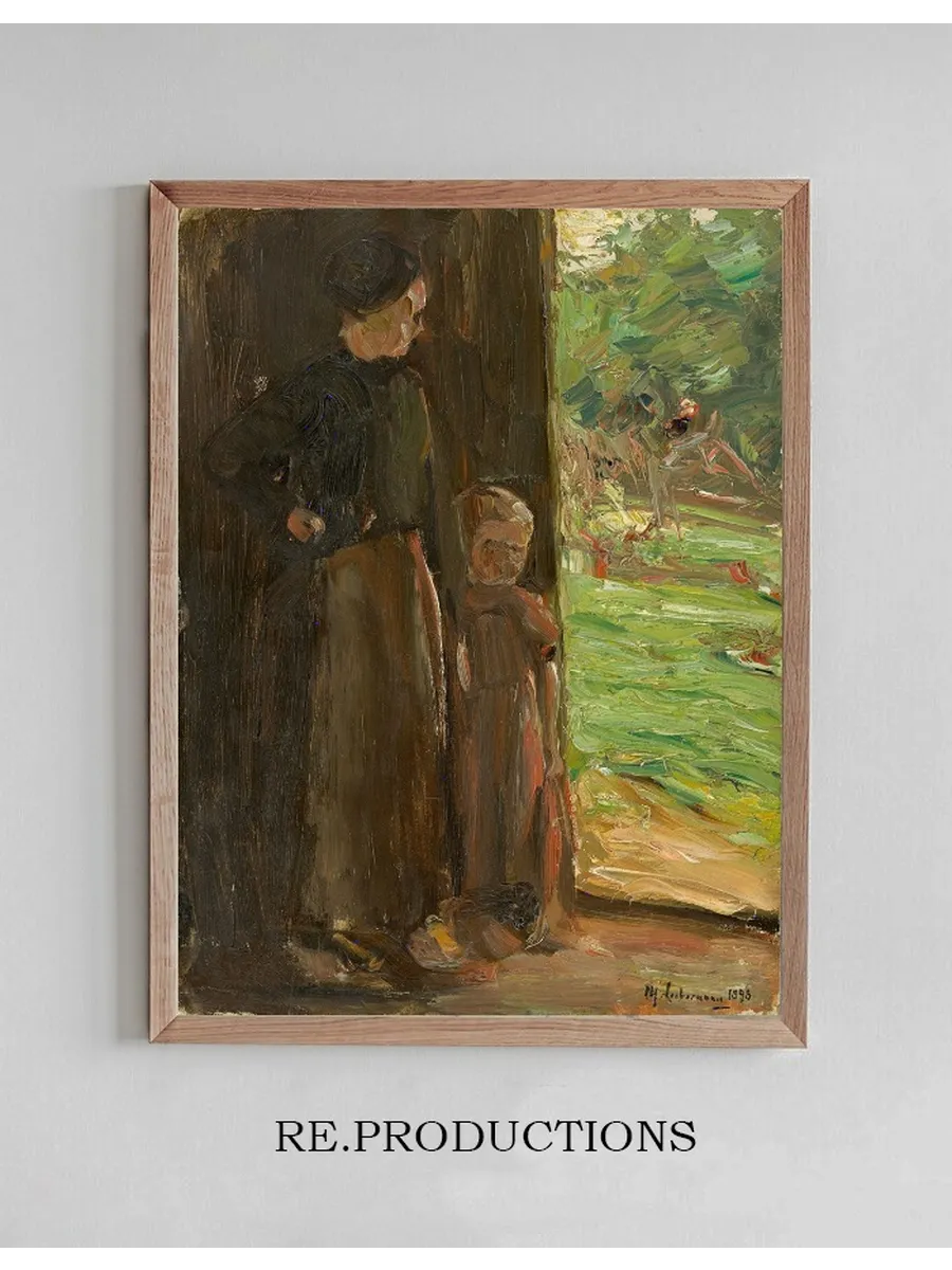 B uerin mit Kind unter der T r Frau und Kind in der Haust r