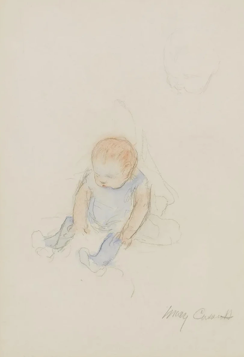 Baby in Blue Dress with Red Hair