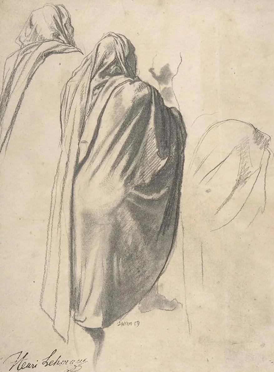 Back View of a Male Figure Wearing a Cloak
