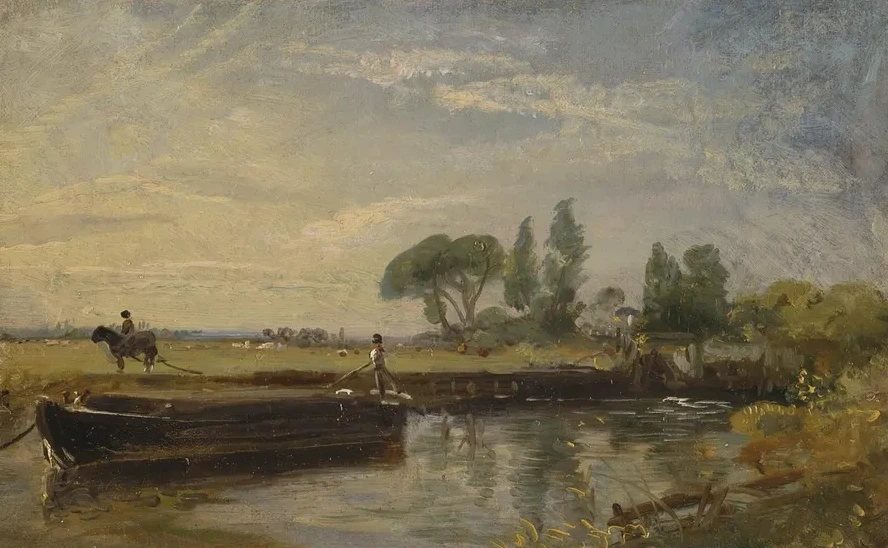 Barge below Flatford Lock