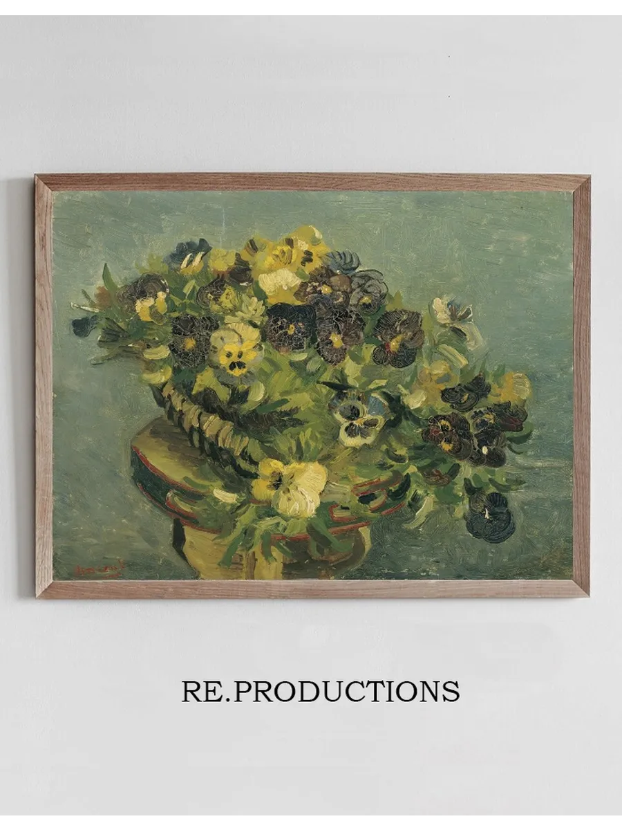 Basket of Pansies on a Small Table