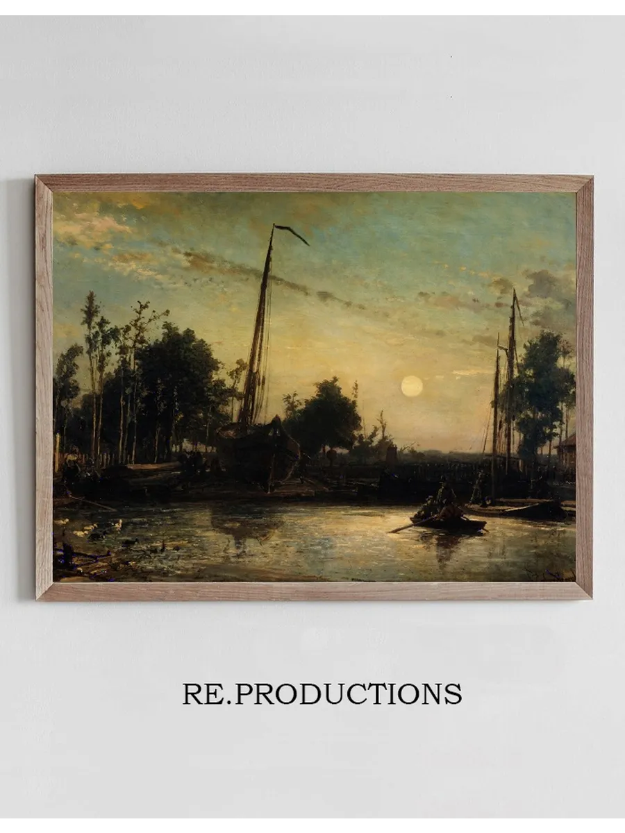 Bateau En Construction En Bord de Canal, Paysage Hollandais
