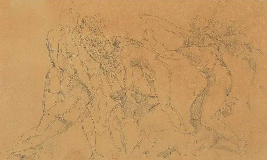 Battle Scene with a Prisoner Being Bound, after Raphael