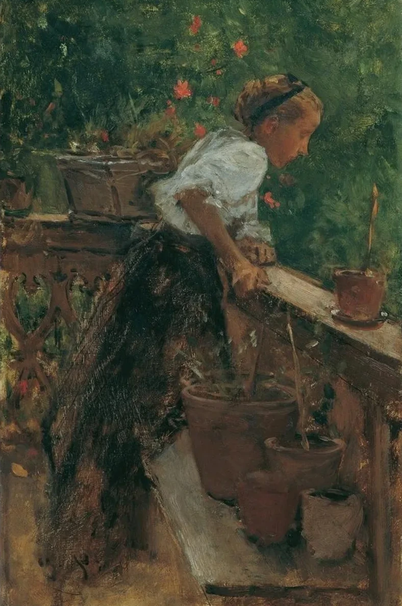 Bauernm Dchen Auf Dem Balkon