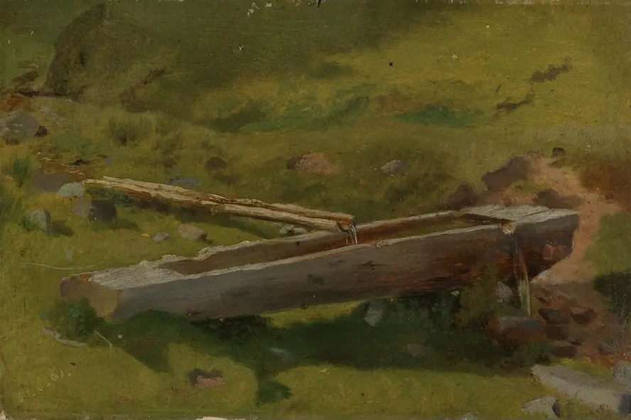 Baumstamm Als Brunnentrog
