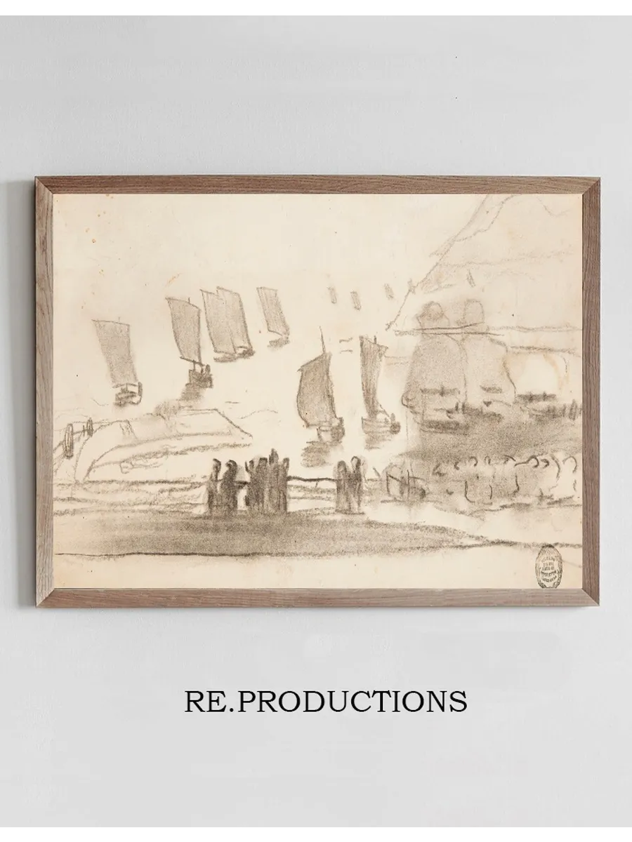 Beach Scene with People and Fishing Boats, Cullercoats, England