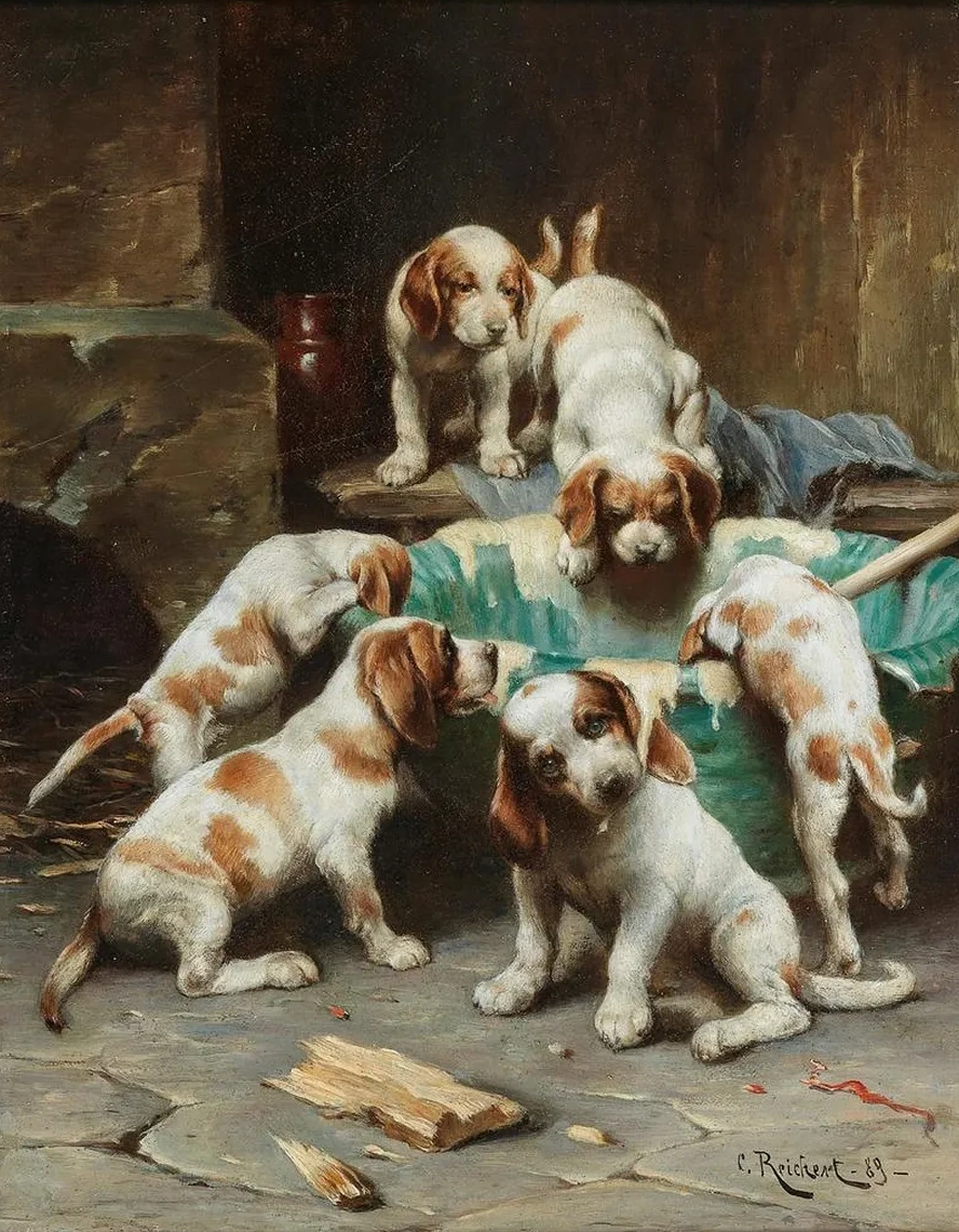 Beagle Puppies Feasting