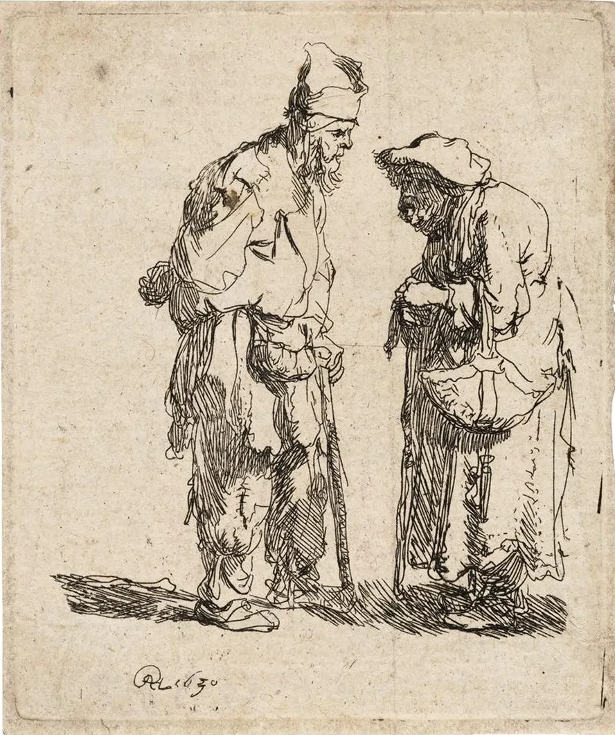 Beggar Man and Beggar Woman Conversing