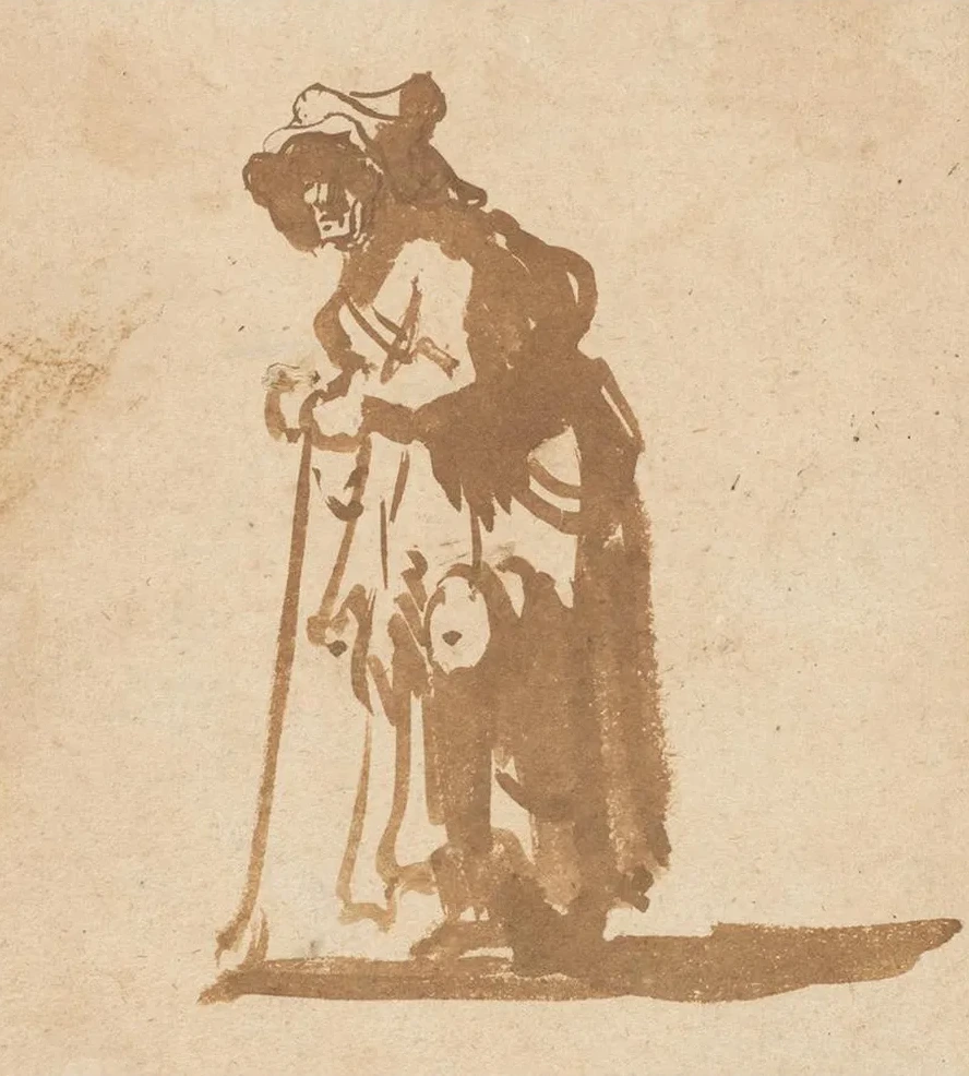 Beggar Woman Leaning on a Stick