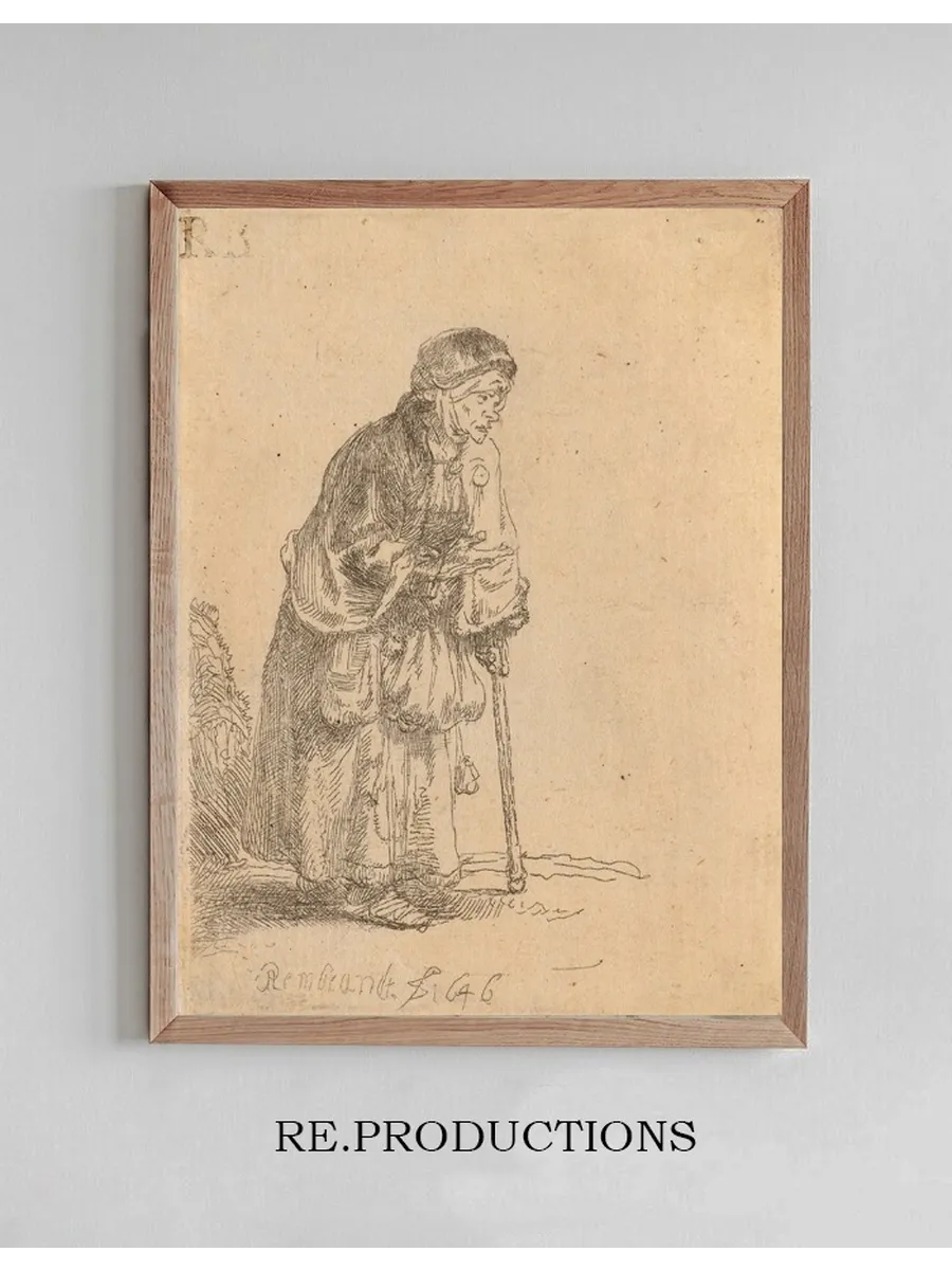 Beggar Woman Leaning on a Stick