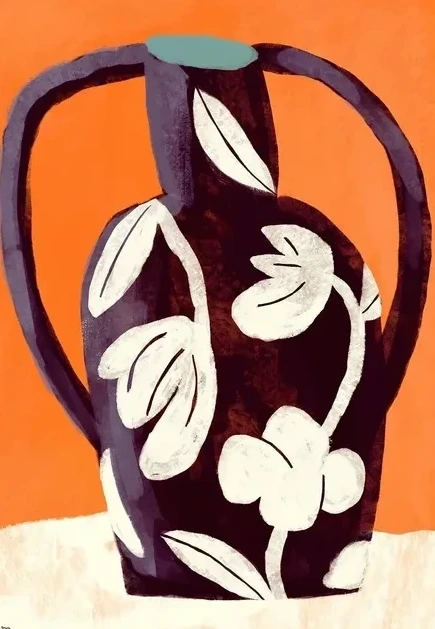 Black Vase White Flowers