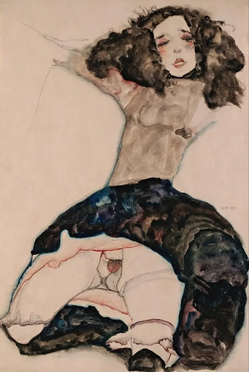 Black - Haired Girl with Lifted Skirt