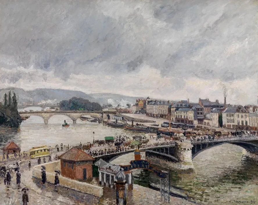 Blick Auf Die Grosse Br Cke Zu Rouen Bei Regenstimmung