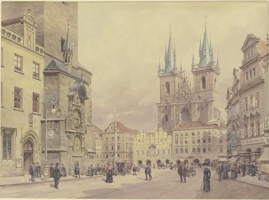 Blick Auf Die Teynkirche Und Die Mariens Ule Am Altst Dter Ring Zu Prag