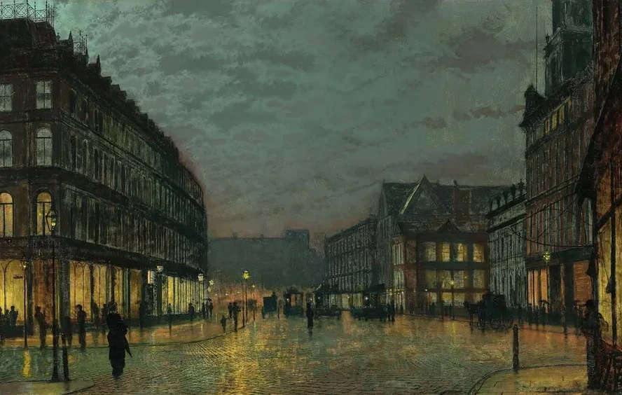 Boar Lane, Leeds by Lamplight