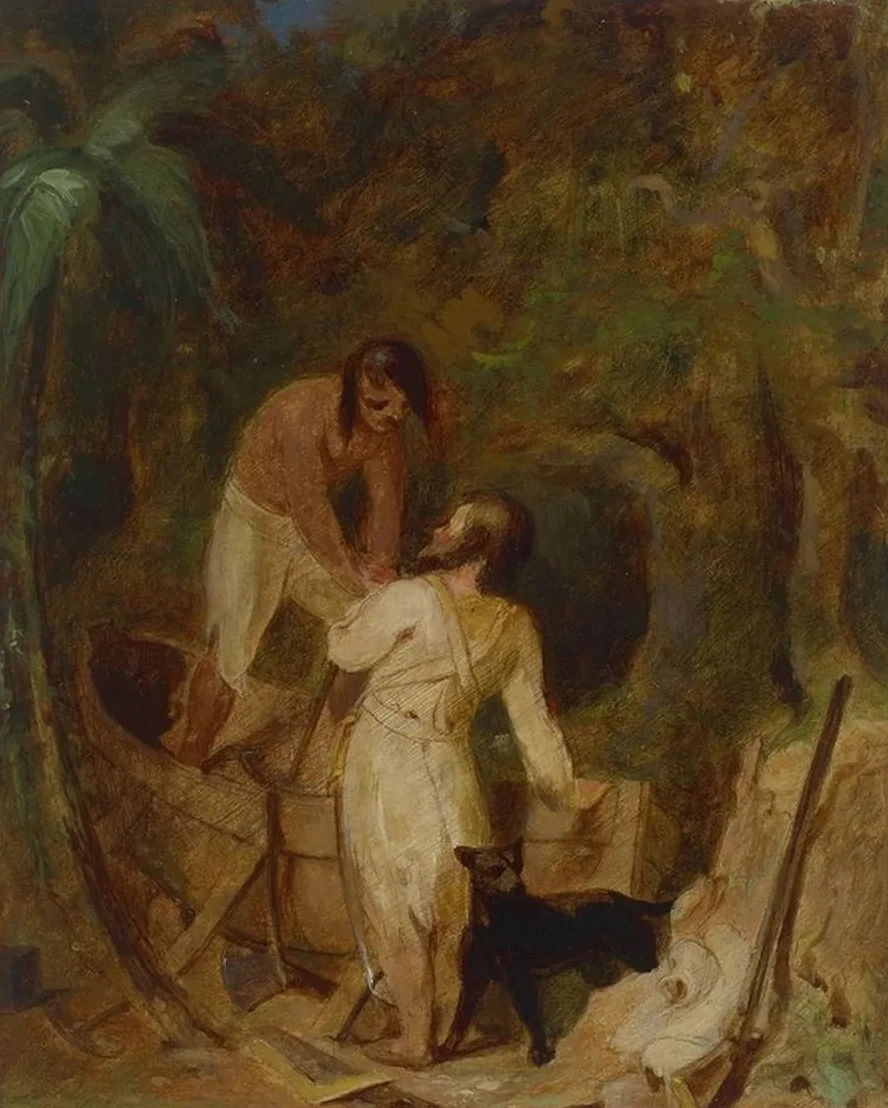 Boat Building by Robinson Crusoe and Friday