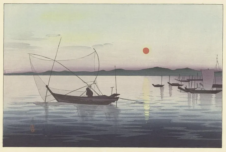 Boats and Setting Sun