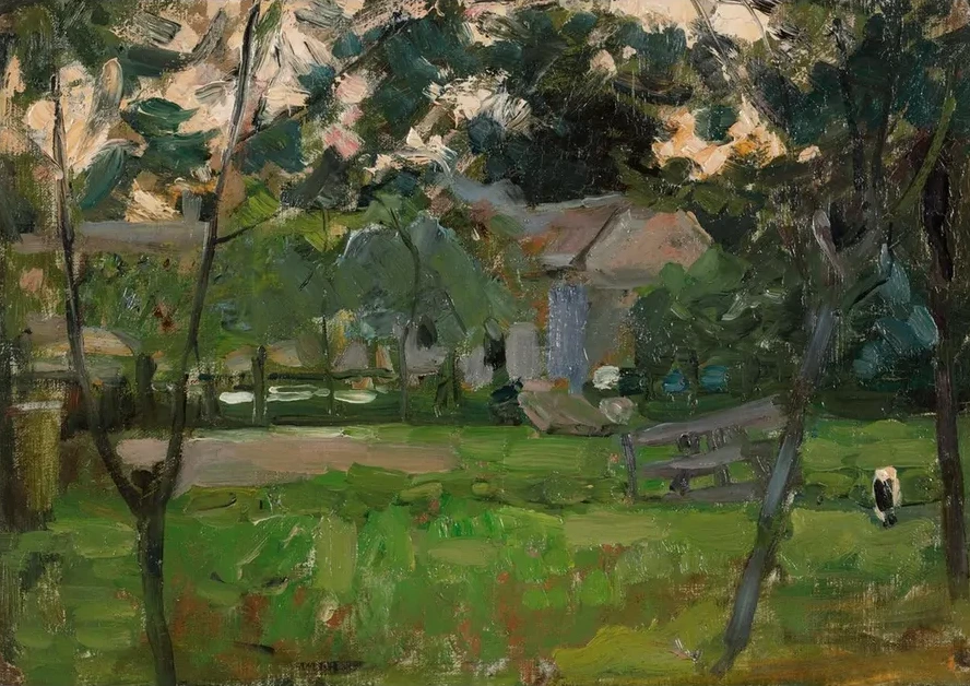 Boerenerf in Het Gooi Geflankeerd Door Jonge Boompjes (farmyard in Het Gooi Flanked by Saplings)
