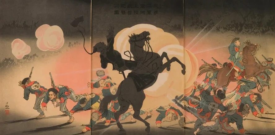 Bombarding the Enemy Camp as Our Second Army Lands at Jinzhou Fortress