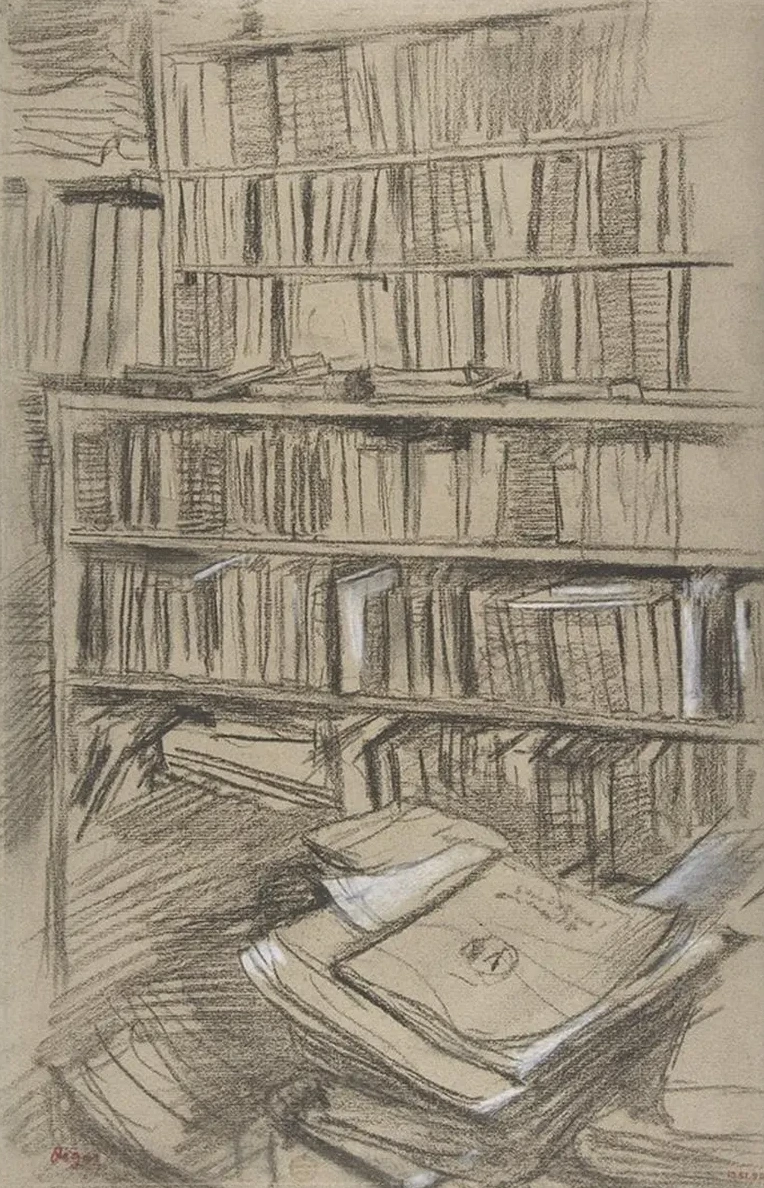 Bookshelves, Study for Edmond Duranty