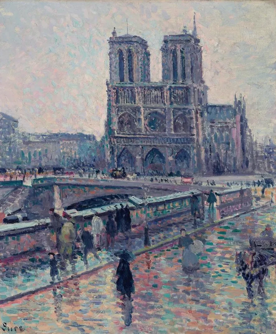 Bords de la Seine Avec Notre - Dame Sous la Pluie