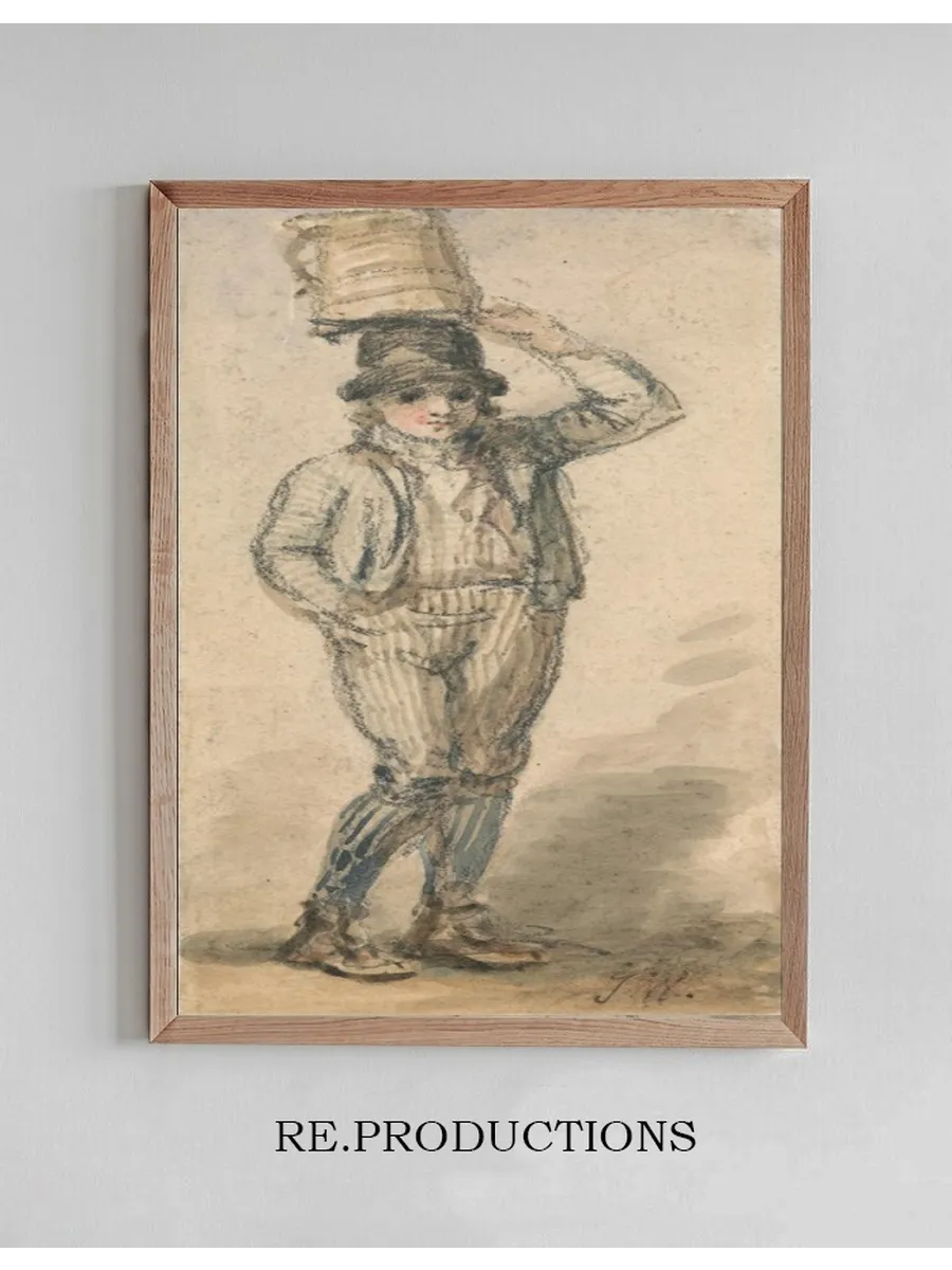 Boy Carrying a Pail on His Head