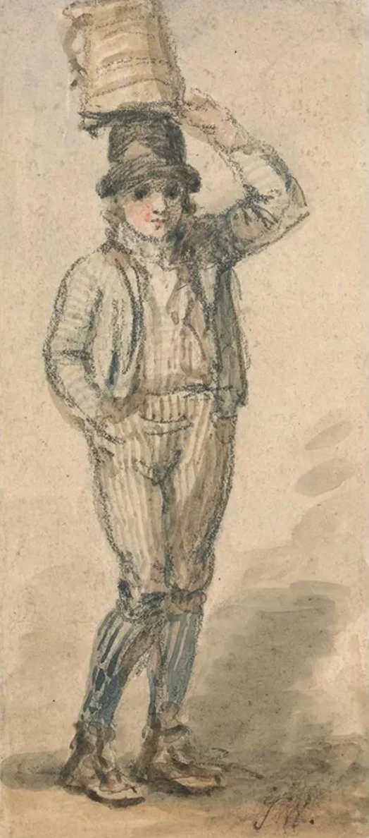 Boy Carrying a Pail on His Head