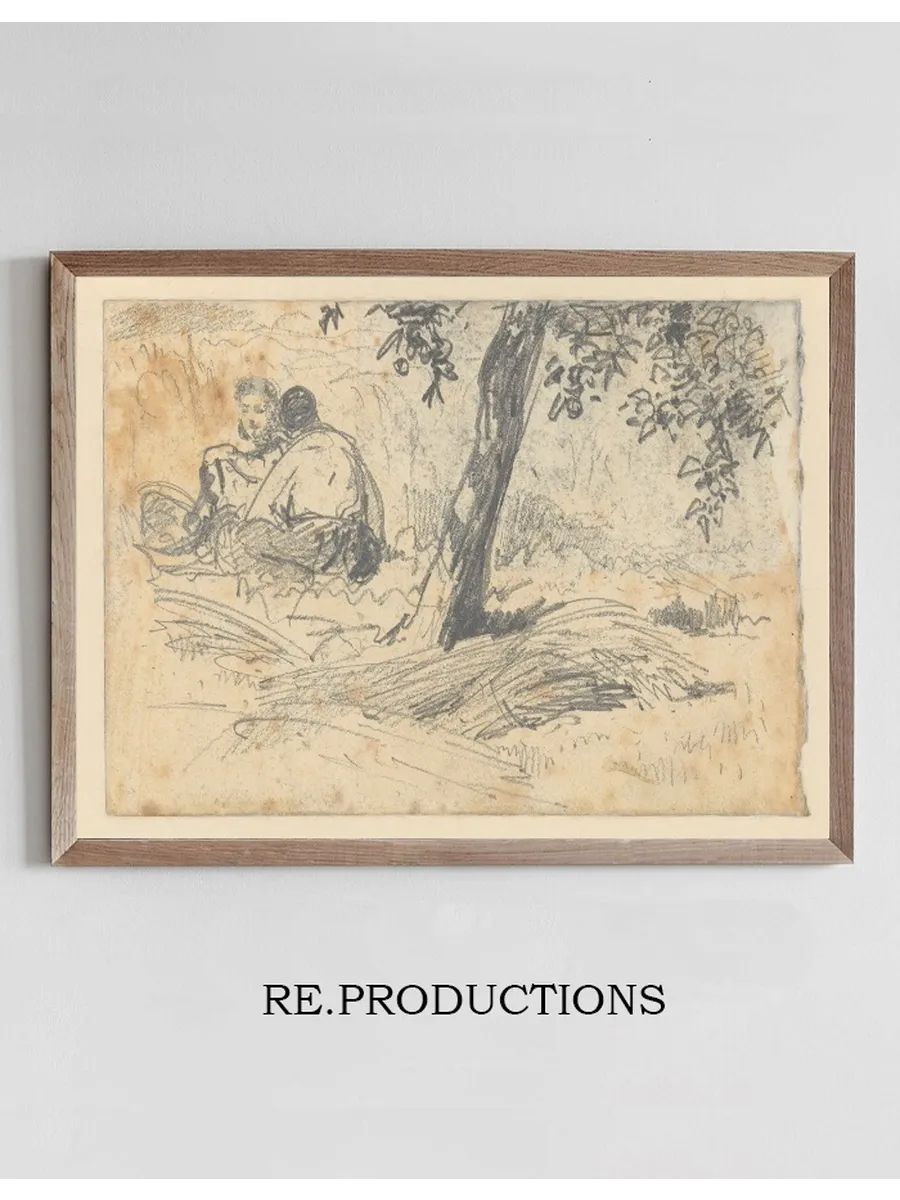 Boy and Girl Seated by Tree