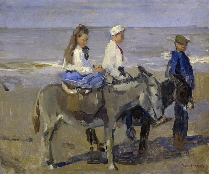Boy and Girl on Donkeys