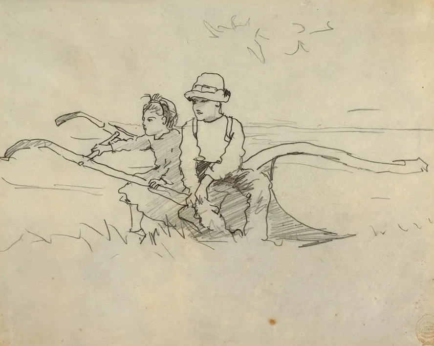 Boy and Girl on a Plow