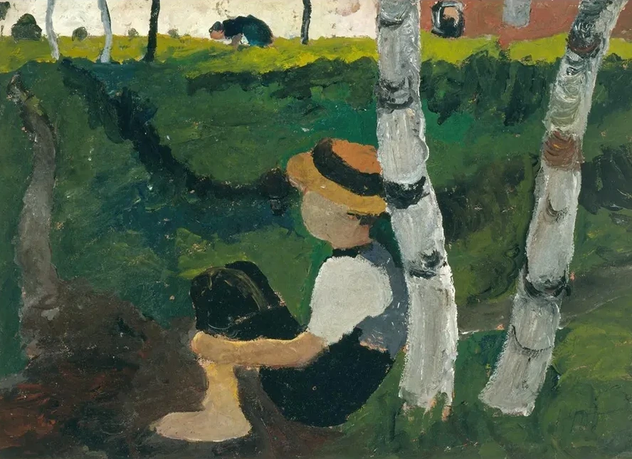 Boy on the Way Under Birch Trees