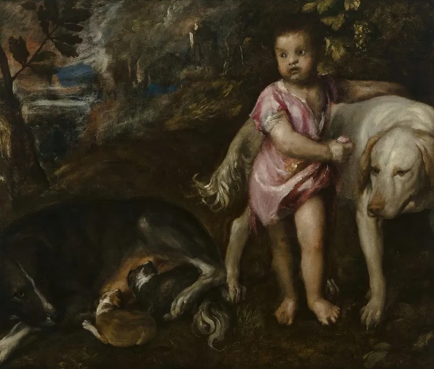 Boy with Dogs in a Landscape