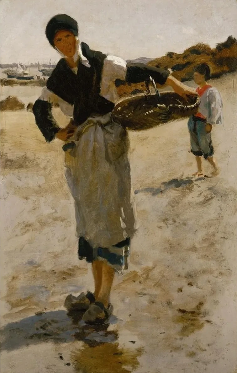 Breton Woman with a Basket, Sketch for Oyster Gatherers of Cancale