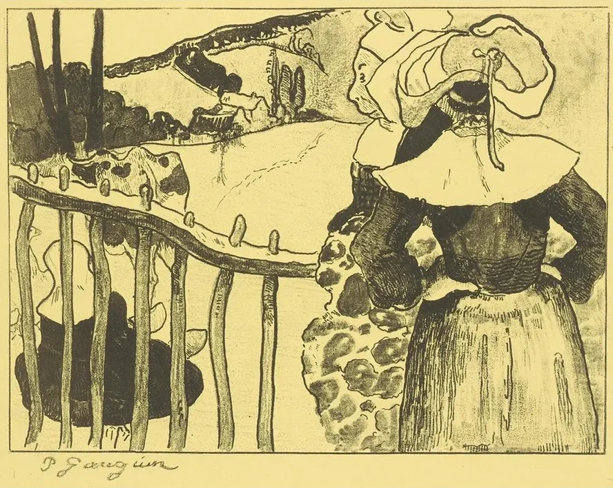 Breton Women Beside a Fence